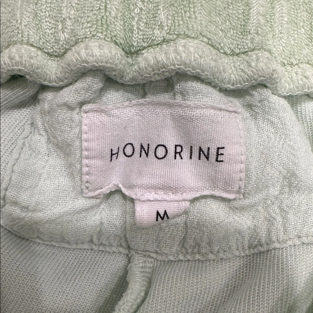 HONORINE lottie terry cloth short honeydew lime green drawstring size medium. - Picture 3 of 4